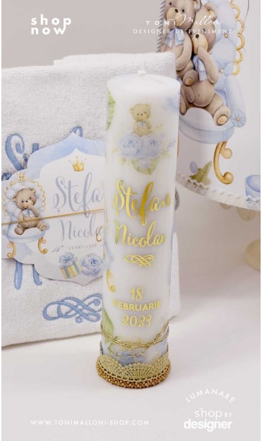 Trusou botez ursulet si broderie personalizata Teddy Bear King 4